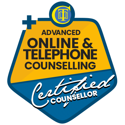 Advanced Online and Telephone Counselling Certified Counsellor badge